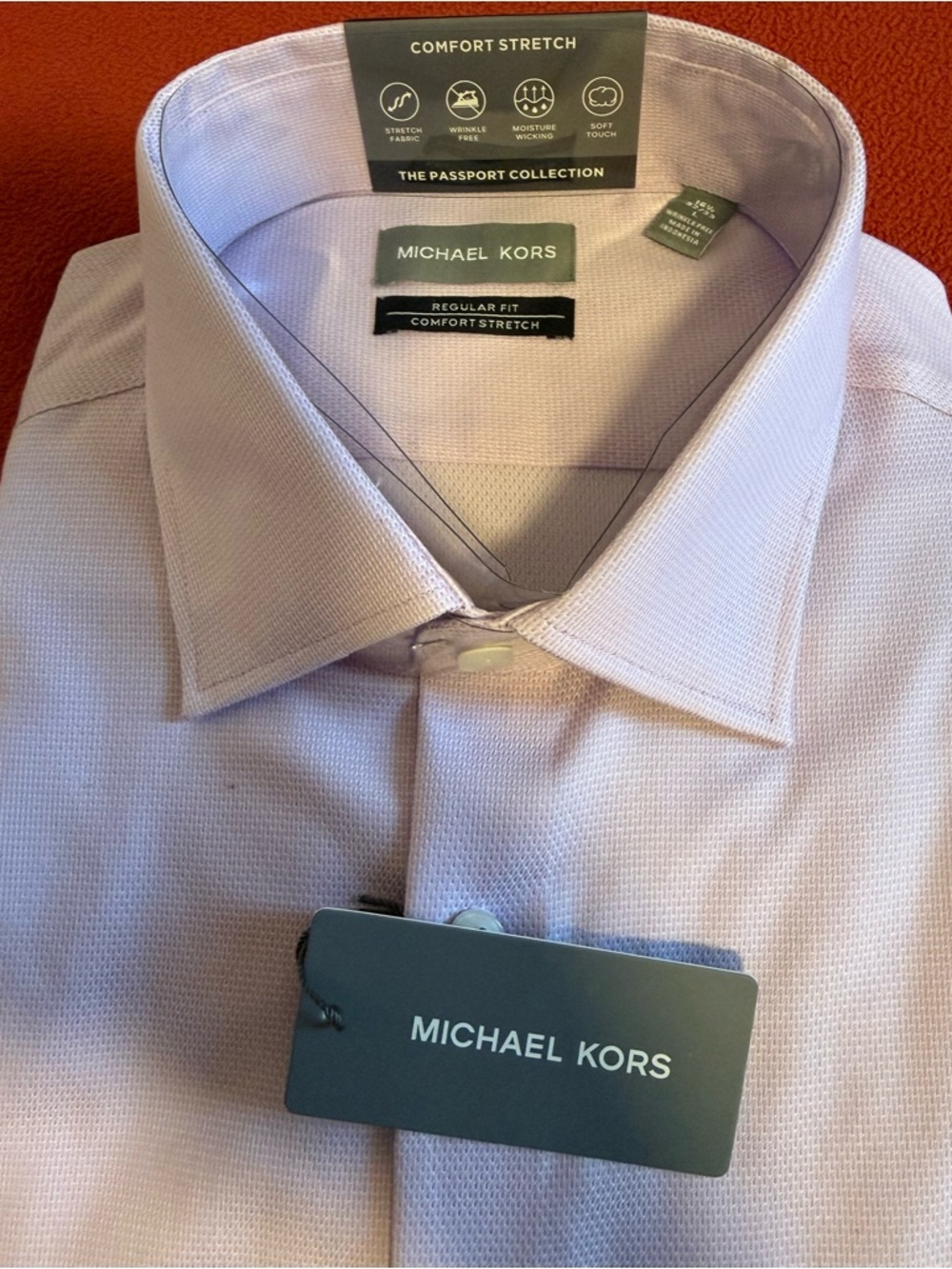 Michael Kors Men’s Light Pink Lavender Stretch Dress Shirt Size 16.5